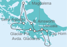 Itinerario del Crucero La Ruta de Darwin desde Ushuaia - Australis