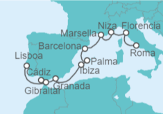 Itinerario del Crucero Desde Civitavecchia (Roma) a Lisboa - NCL Norwegian Cruise Line