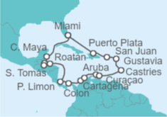 Itinerario del Crucero Honduras, Costa Rica, Panamá, Colombia, Aruba, Curaçao, Santa Lucía, Guadalupe, Puerto Rico - Oceania Cruises