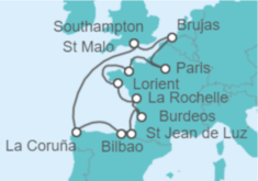 Itinerario del Crucero Bélgica, Francia, España - Oceania Cruises