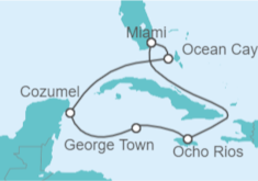 Itinerario del Crucero Chapuzón caribeño + Miami - MSC Cruceros
