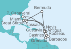 Itinerario del Crucero Antigua Y Barbuda, Santa Lucía, Barbados, Guadalupe, Estados Unidos (EE.UU.), Bahamas - Oceania Cruises
