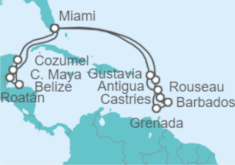 Itinerario del Crucero Antigua Y Barbuda, Santa Lucía, Barbados, Guadalupe, Estados Unidos (EE.UU.), Honduras, México - Oceania Cruises