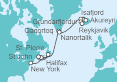 Itinerario del Crucero De Nueva York a Reykjavik (Islandia) - NCL Norwegian Cruise Line