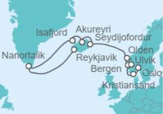 Itinerario del Crucero Islandia y Groenlandia - NCL Norwegian Cruise Line