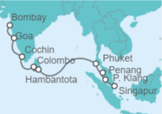 Itinerario del Crucero De Singapur a Bombay  - Celebrity Cruises
