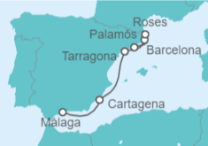 Itinerario del Crucero De Málaga a Barcelona Siguiendo las huellas de los grandes pintores españoles Gaudí, Dalí y Picasso  - CroisiMer