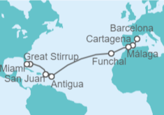Itinerario del Crucero Desde Barcelona a Miami - NCL Norwegian Cruise Line