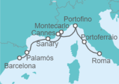 Itinerario del Crucero España, Mónaco, Francia, Italia - WindStar Cruises