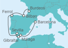 Itinerario del Crucero Desde Barcelona a Burdeos (Francia) - WindStar Cruises