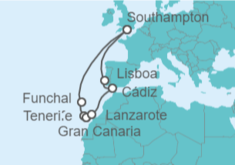 Itinerario del Crucero Portugal e Islas Canarias desde Londres - Cunard