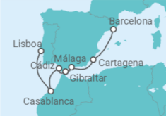 Itinerario del Crucero España, Gibraltar, Marruecos, Portugal - WindStar Cruises