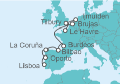 Itinerario del Crucero Francia, España, Inglaterra y Portugal - NCL Norwegian Cruise Line