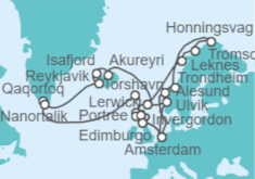 Itinerario del Crucero Útimo Explorador Vikingo y Sol de Medianoche - Holland America Line