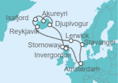 Itinerario del Crucero Leyendas de Islandia y Escocia - Holland America Line