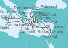 Itinerario del Crucero Tierras de Leyendas, Ciudades Eternas e Islas Griegas - Holland America Line