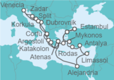 Itinerario del Crucero Delicias Venecianas y Antigüedades del Adriático - Holland America Line