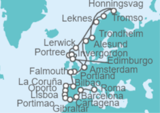 Itinerario del Crucero Cabo Norte, Sol de Medianoche y Aventura Ibérica - Holland America Line