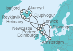 Itinerario del Crucero Leyendas y Misterios de Islandia y Escocia - Holland America Line
