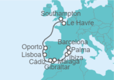 Itinerario del Crucero De Southampton a Barcelona - NCL Norwegian Cruise Line