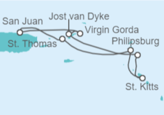Itinerario del Crucero Islas Vírgenes - EEUU, Guadalupe, Saint Maarten, Islas Vírgenes - Reino Unido - WindStar Cruises