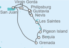 Itinerario del Crucero Guadalupe, Saint Maarten, Islas Vírgenes - Reino Unido, Puerto Rico, San Vicente e Islas Granadin... - WindStar Cruises