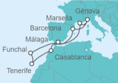 Itinerario del Crucero Italia, España, Marruecos, Portugal - MSC Cruceros