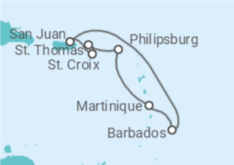 Itinerario del Crucero Islas Vírgenes - EEUU, Saint Maarten, Martinica, Barbados - Royal Caribbean