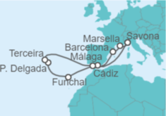 Itinerario del Crucero Francia, Italia, España, Portugal - Costa Cruceros