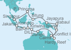 Itinerario del Crucero Triangulo de Coral, Volcanes y la barrera de Arrecifes - Holland America Line