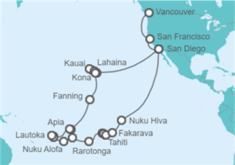 Itinerario del Crucero Pacífico Sur - Holland America Line