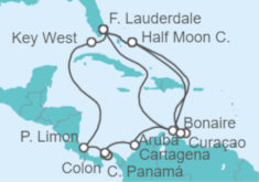 Itinerario del Crucero Curaçao, Aruba, Estados Unidos (EE.UU.), Colombia, Panamá, Costa Rica - Holland America Line