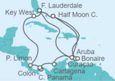 Itinerario del Crucero Curaçao, Colombia, Panamá, Costa Rica, Estados Unidos (EE.UU.), Aruba - Holland America Line