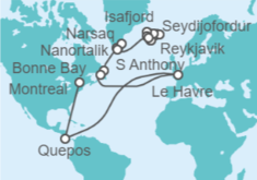Itinerario del Crucero Desde Reykjavik (Islandia) a Montreal (Canadá) - WindStar Cruises