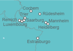 Itinerario del Crucero 4 ríos: Los valles del Neckar, Rin romántico, el Mosela y el Sarre  - CroisiEurope
