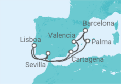 Itinerario del Crucero España y Portugal - AIDA
