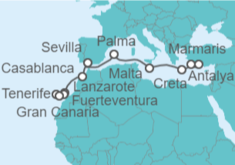 Itinerario del Crucero De Antalya a Gran Canaria - AIDA