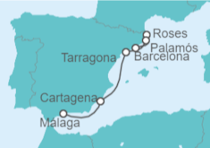 Itinerario del Crucero De Barcelona a Málaga Siguiendo las huellas de los grandes pintores españoles Gaudí, Dalí y Picasso  - CroisiMer
