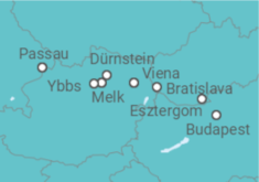 Itinerario del Crucero El Danubio Azul al completo de Passau a Budapest - CroisiEurope