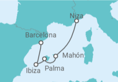Itinerario del Crucero Las islas Baleares, sol mediterráneo y destinos de ensueño El sorprendente archipiélago balear y Bar - CroisiMer
