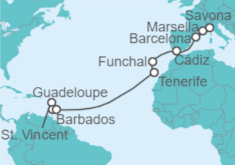Itinerario del Crucero Desde Guadalupe a Savona - Costa Cruceros