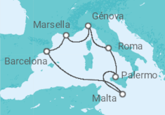 Itinerario del Crucero Italia, Malta, España - MSC Cruceros