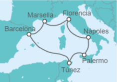 Itinerario del Crucero España, Túnez, Italia - MSC Cruceros