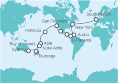 Itinerario del Crucero De Southampton a Sydney - Cunard