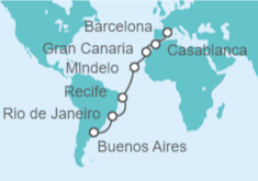 Itinerario del Crucero Brasil, Cabo Verde, España, Marruecos - Costa Cruceros