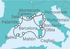 Itinerario del Crucero Italia, Francia, España - Seabourn