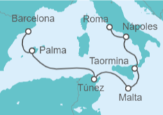 Itinerario del Crucero Italia, Malta, Túnez, España - Holland America Line