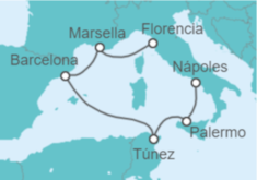 Itinerario del Crucero Francia, España, Túnez, Italia - MSC Cruceros