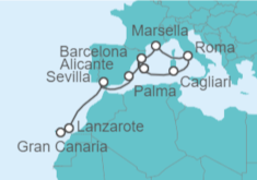 Itinerario del Crucero De Gran Canaria a Mallorca - AIDA