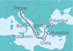 Itinerario del Crucero Italia, Grecia, Turquía - MSC Cruceros